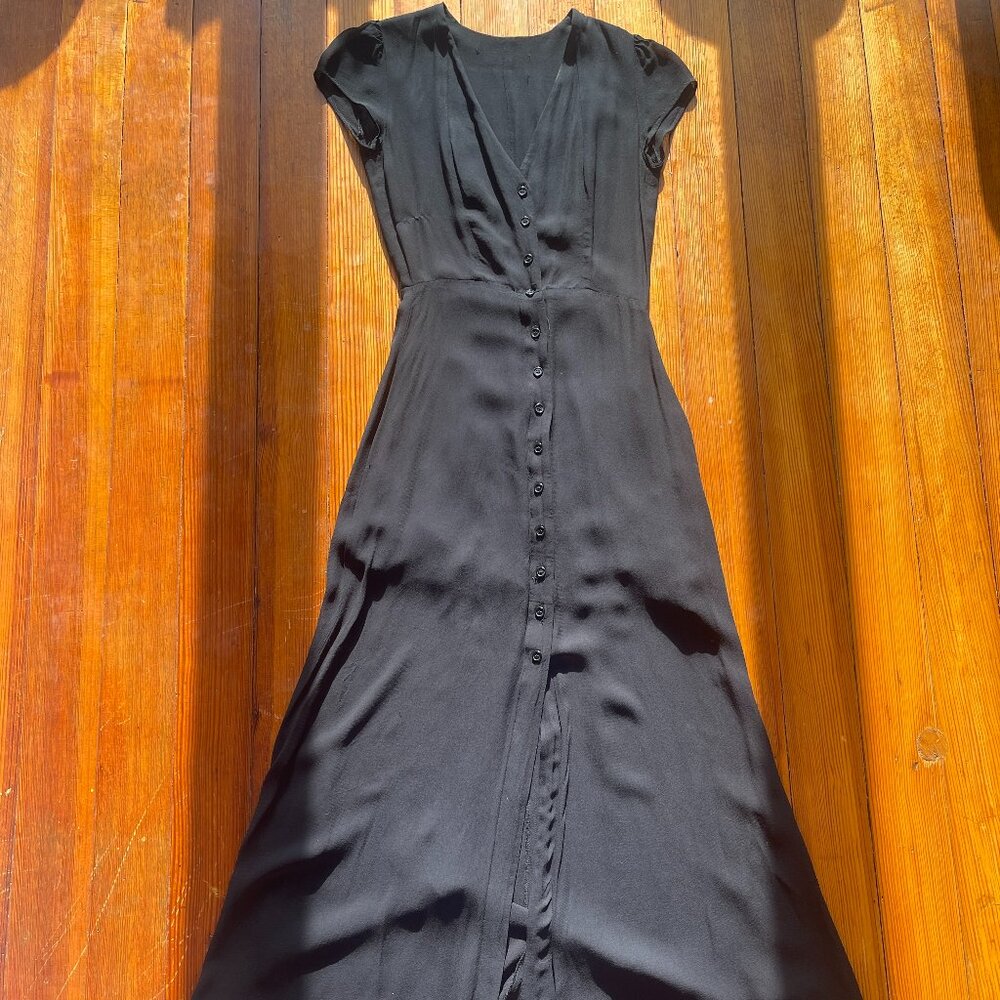 Reformation Black Button Up Midi Dress XS